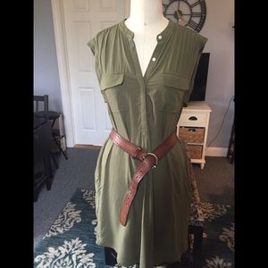 NWT Gap Olive Sleeveless Button Down Dress
